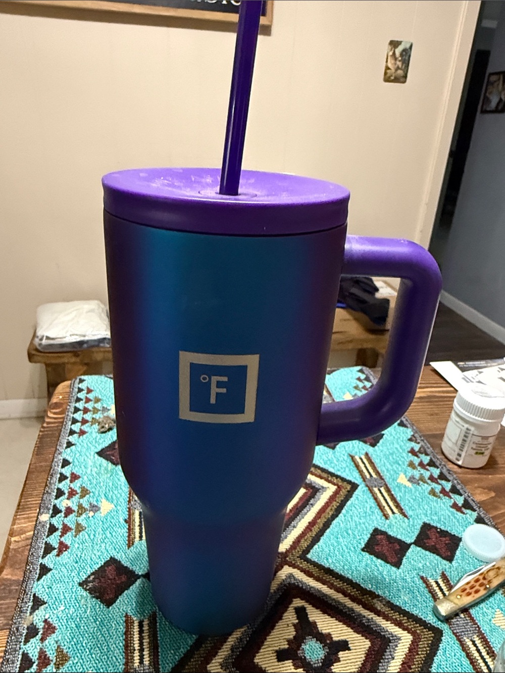 Purple Ombre Stainless Travel Tumbler with Straw